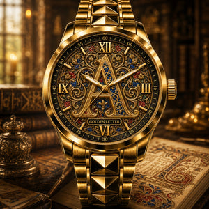Personalized Illuminated Initial Watch with Custom Name - Men's & Women's, Leather or Metal Strap - Birthday Gift