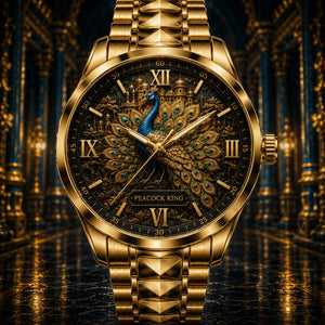 Personalized Peacock Palace Watch with Custom Name - Men's & Women's, Leather or Metal Strap - Gift for Her