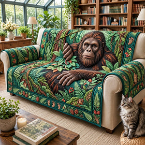 Bigfoot Peeking Through Forest Sofa Cover - Made to Order