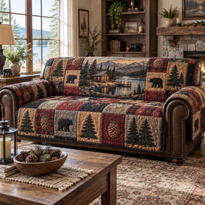 Black Bear Cabin Sofa Cover - Made to Order