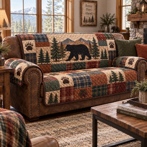Black Bear Wilderness Sofa Cover - Made to Order