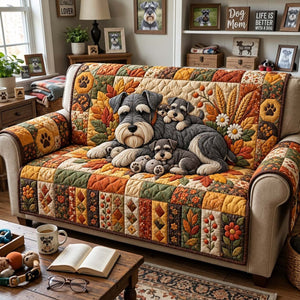 Blue Blossom Schnauzer Sofa Cover - Made to Order