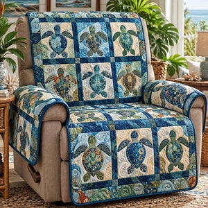 Blue Coastal Turtle Sofa Cover - Made to Order