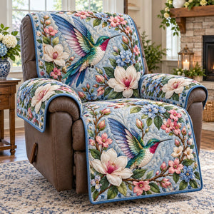 Blue Magnolia Hummingbird Sofa Cover - Made to Order