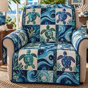 Blue Wave Turtle Mosaic Sofa Cover - Made to Order