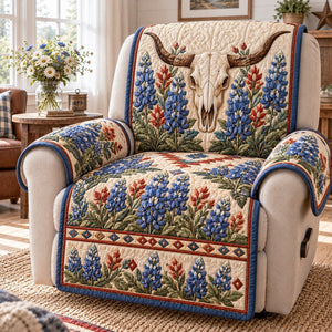 Bluebonnet Skull Sofa Cover - Made to Order