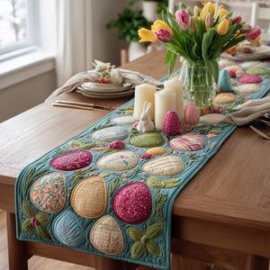 Pastel Easter Eggs on Teal Table Runner - Made to Order