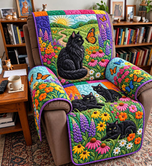 Butterfly Garden Black Cats Sofa Cover - Made to Order