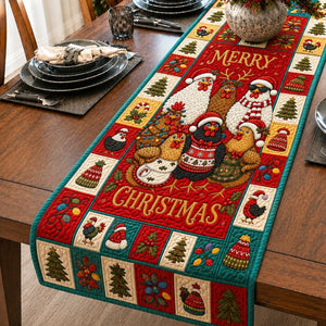 Chicken Holiday Christmas Table Runner - Made to Order