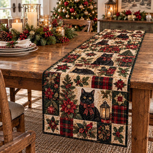 Christmas Black Cat Table Runner - Made to Order
