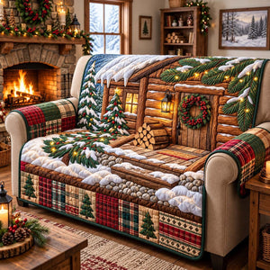 Christmas Cabin Porch Sofa Cover - Made to Order