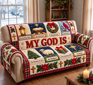 My God Is Christmas Blocks Sofa Cover - Made to Order