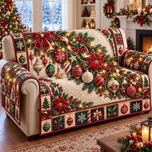 Twinkle Garland Christmas Ornament Sofa Cover - Made to Order