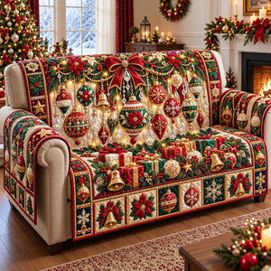 Bells Garland Christmas Ornament Sofa Cover - Made to Order
