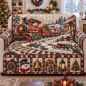 Christmas Snowman Train Sofa Cover - Made to Order