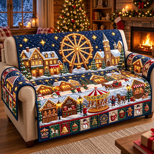 Christmas Village Winter Carnival Sofa Cover - Made to Order