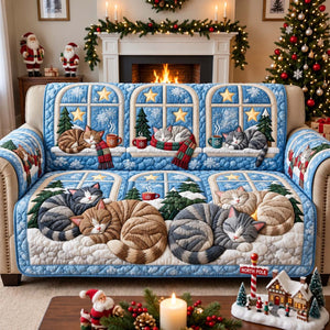 Christmas Window Cats Sofa Cover - Made to Order