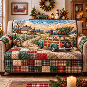 Country Christmas Drive Sofa Cover - Made to Order