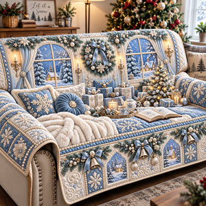 Frosted Blue Window Seat Sofa Cover - Made to Order