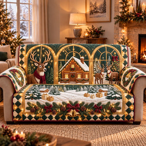 Cozy Reindeer Lodge Sofa Cover - Made to Order