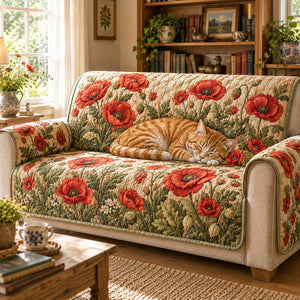 Crimson Poppy Slumber Sofa Cover - Made to Order