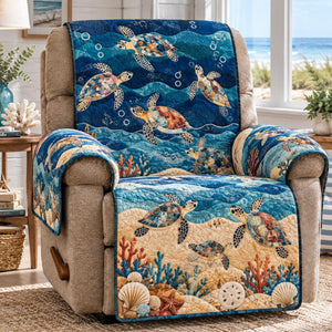 Deep Blue Turtle Reef Sofa Cover - Made to Order