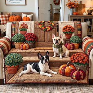 Farmhouse Fall Frenchies Sofa Cover - Made to Order