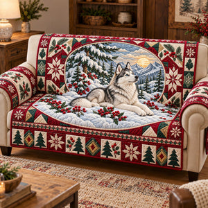 Festive Berry Husky Sofa Cover - Made to Order