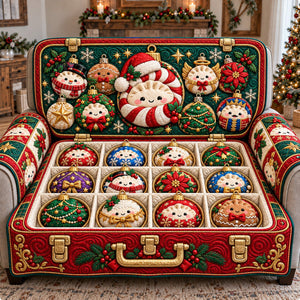 Red Ornament Dumpling Box Sofa Cover - Made to Order