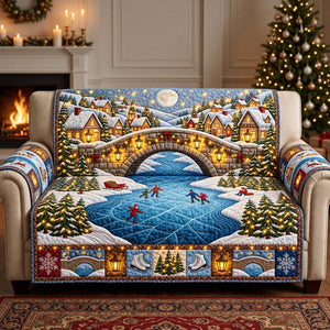 Frozen River Christmas Village Sofa Cover - Made to Order