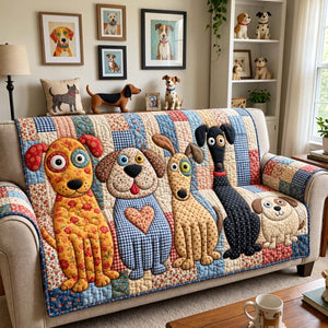 Funny Dog Parade Sofa Cover - Made to Order