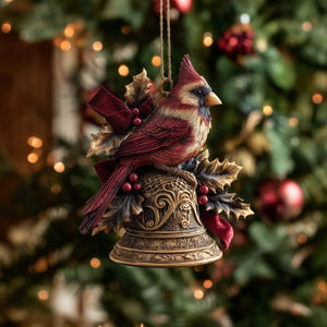 Cardinal on a Brass Bell Christmas Ornament - Made to Order Gift