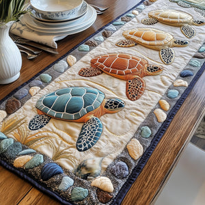 Turtles with Shells on Cream Sand Table Runner - Made to Order