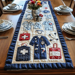 Nurse Scrubs and Medical Kit Table Runner - Made to Order
