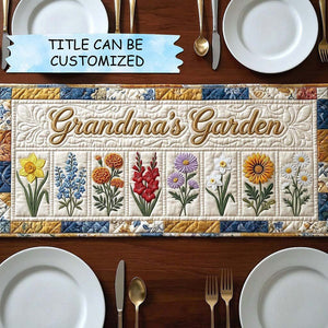 Grandmas Garden Flower Blocks Table Runner - Made to Order