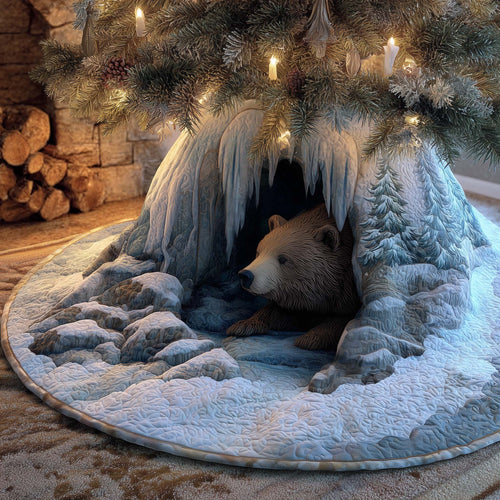 Polar Bear in the Icicle Cave Christmas Tree Skirt - Made to Order