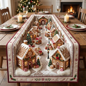 Gingerbread Market Street Crochet Table Runner - Made to Order