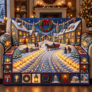 Golden Lantern Christmas Village Sofa Cover - Made to Order
