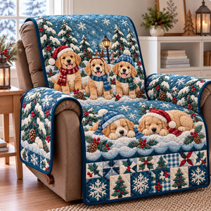 Golden Puppy Snowy Sofa Cover - Made to Order