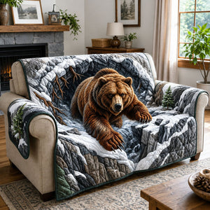 Grizzly Snow Peak Portrait Sofa Cover - Made to Order