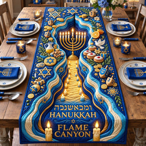 Hanukkah Flame Canyon Table Runner - Made to Order