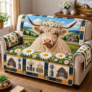 Highland Cow Pasture Sofa Cover - Made to Order