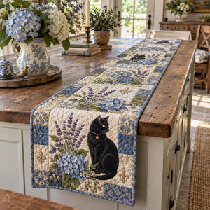 Hydrangea Black Cat Table Runner - Made to Order