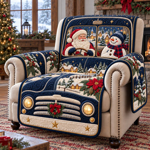 Navy Truck Santa Snowman Sofa Cover - Made to Order