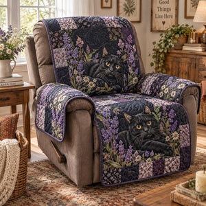 Lavender Black Cat Garden Sofa Cover - Made to Order
