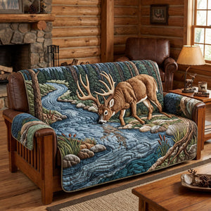 River Drinking Buck Sofa Cover - Made to Order