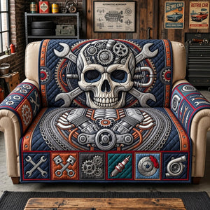 Skull Pistons Gear Mechanic Sofa Cover - Made to Order