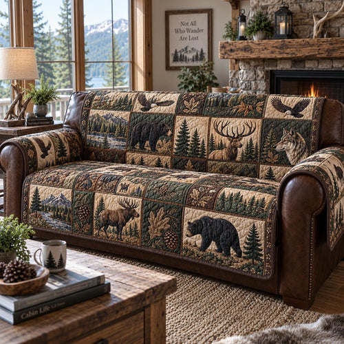 Mountain Wildlife Cabin Sofa Cover - Made to Order