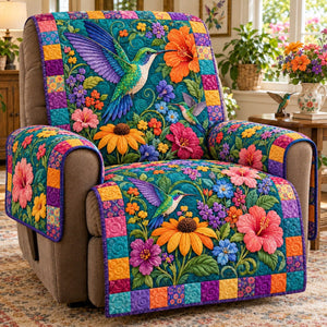Rainbow Patchwork Hummingbird Sofa Cover - Made to Order