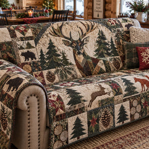 Rustic Deer Retreat Sofa Cover - Made to Order